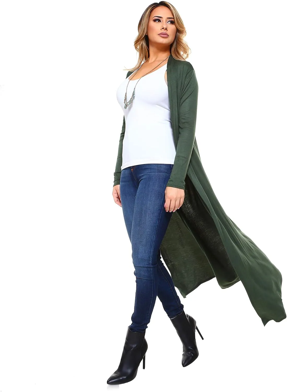 Isaac Liev Maxi Cardigan Duster Sweater – Women's Extra Long Open Front Full Length Lightweight Cardigans Dusters Sweaters