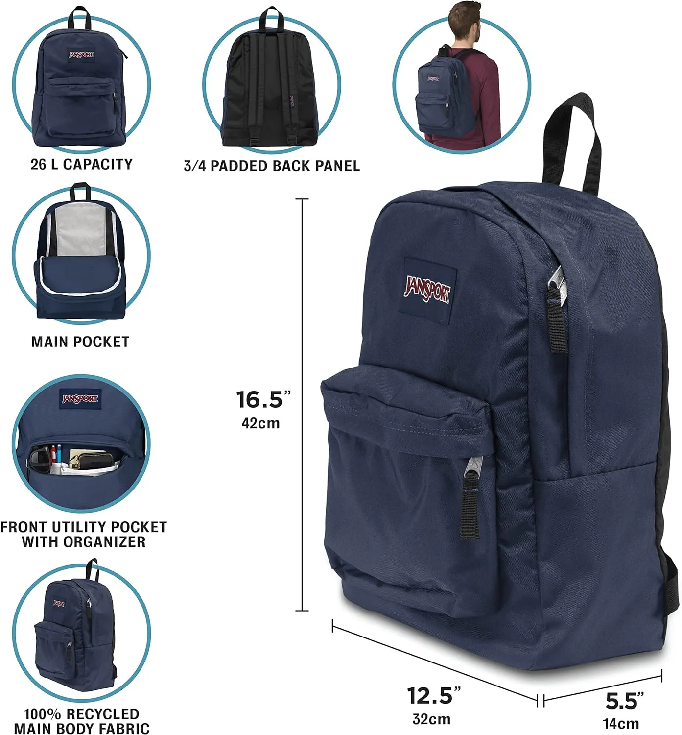 JanSport SuperBreak One Backpacks - Durable, Lightweight Bookbag with 1 Main Compartment, Front Utility Pocket with Built-in Organizer - Premium Backpack, Pastel Lilac