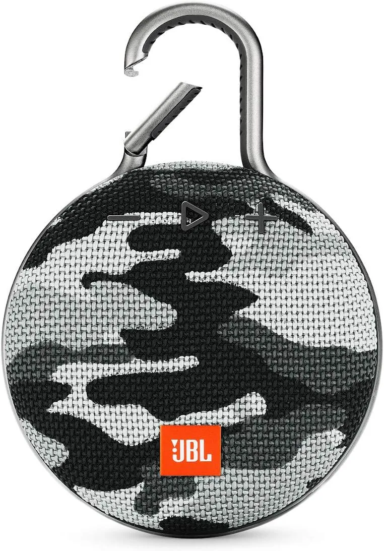 JBL Clip 3, Black Camo - Waterproof, Durable & Portable Bluetooth Speaker - Up to 10 Hours of Play - Includes Noise-Cancelling Speakerphone & Wireless Streaming