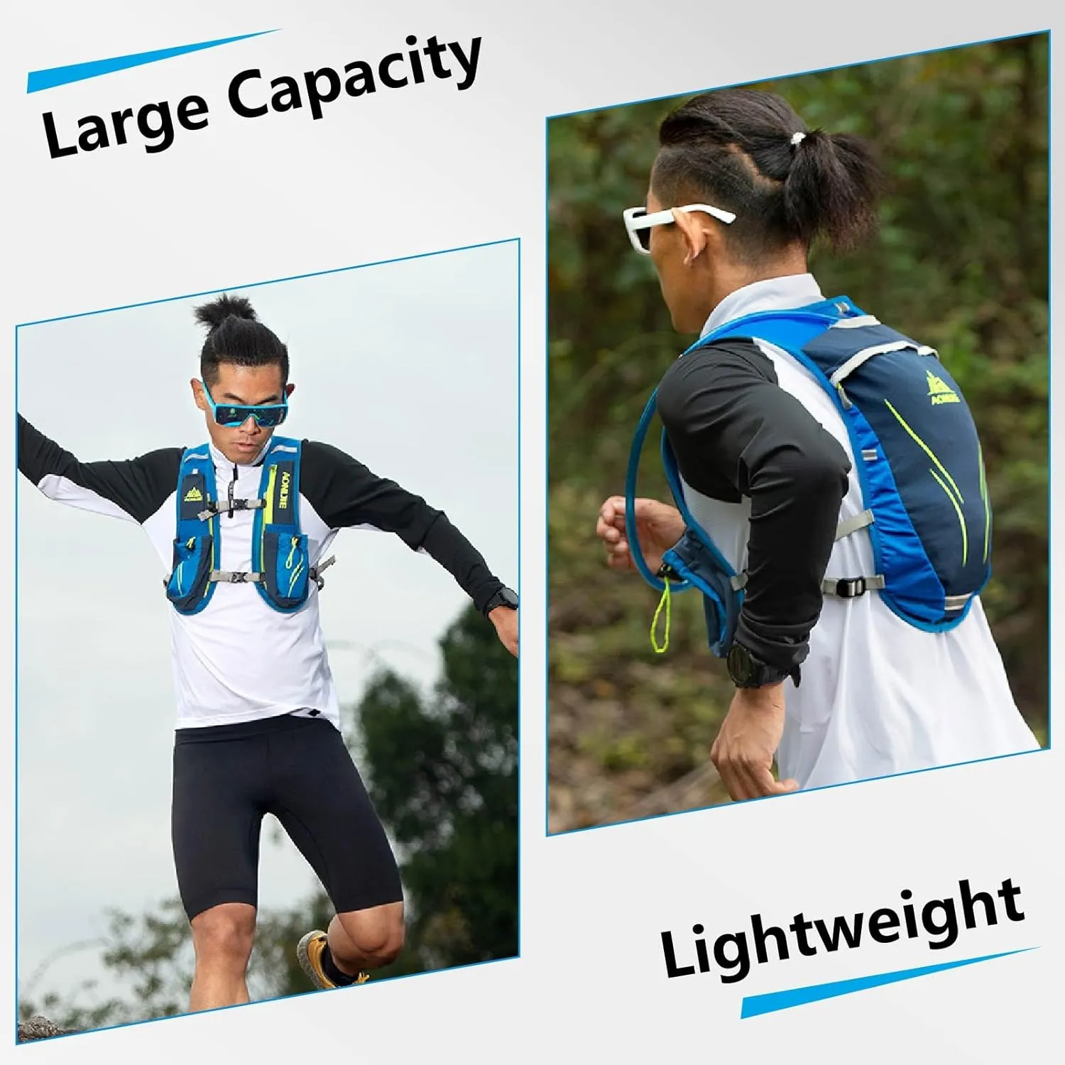 JEELAD Running Hydration Vest Trail Running Backpack BPA-Free Leak-Proof Running Water Bottles for Marathon Biking Hiking Cycling Outdoor