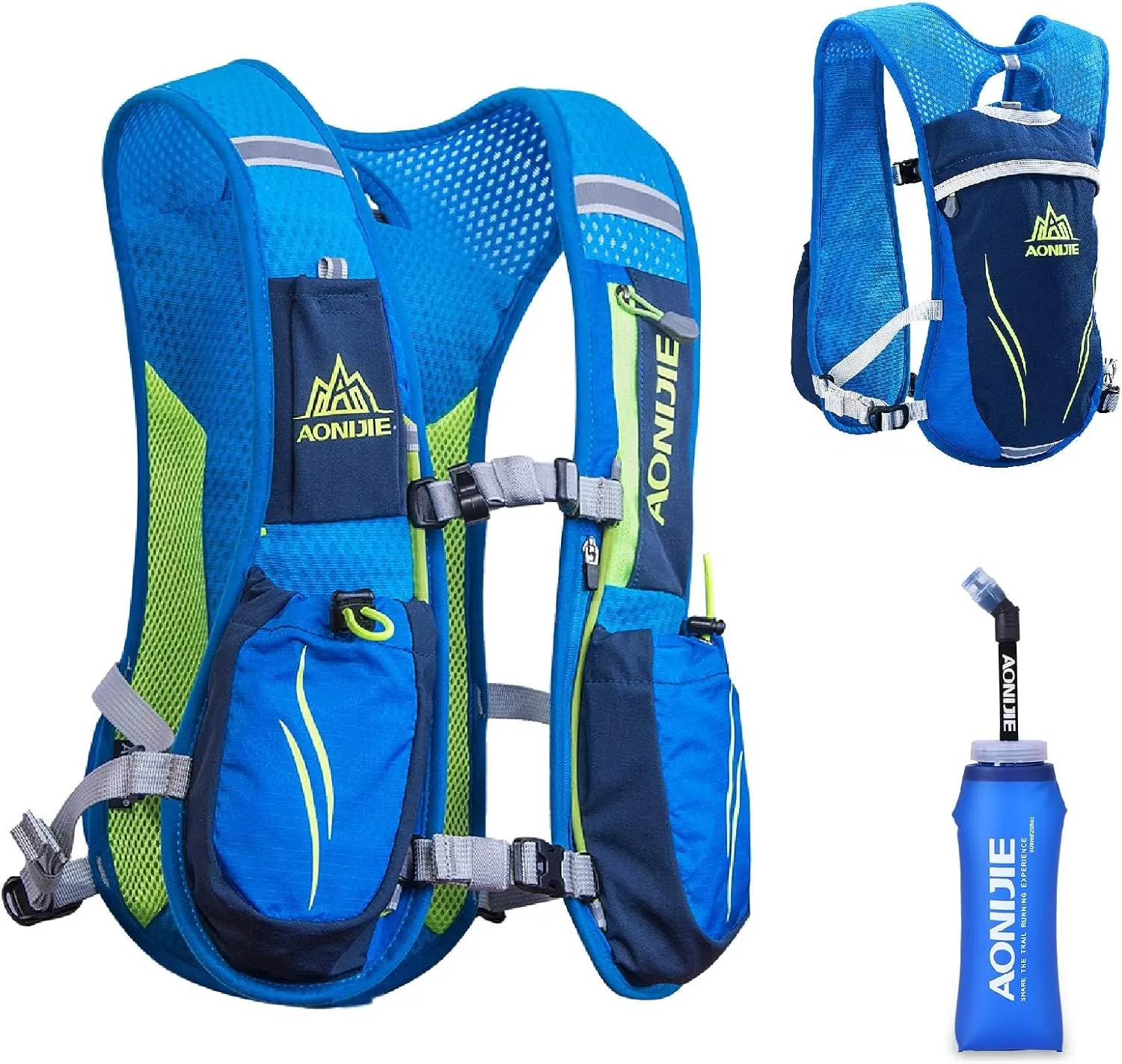 JEELAD Running Hydration Vest Trail Running Backpack BPA-Free Leak-Proof Running Water Bottles for Marathon Biking Hiking Cycling Outdoor