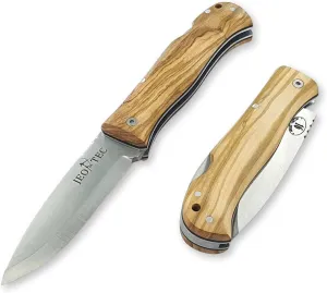 JEO-TEC Nº16 Pocket Folding Knife for Bushcraft Survival Camping Hunting Fishing Outdoor, Stainless Steel Sandvik 14C28N Scandi Blade, Handmade