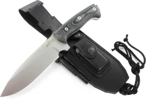 JEO-TEC Nº39 Fixed Blade Bushcraft Survival Hunting Camping Field Knife, Full Tang 11" Overall, MOVA Stainless Steel, Sheath - Handmade