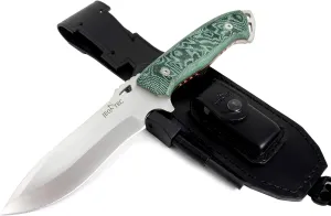 JEO-TEC Nº43 Full Tang Bushcraft Survival Hunting Knife with Sheath - MOVA Stainless Steel - 11" Fixed Blade Knife with Sharpener & Fire Starter for Camping and Outdoor