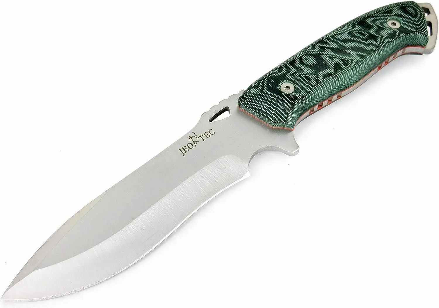 JEO-TEC Nº43 Full Tang Bushcraft Survival Hunting Knife with Sheath - MOVA Stainless Steel - 11" Fixed Blade Knife with Sharpener & Fire Starter for Camping and Outdoor