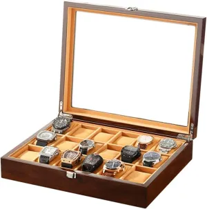 Jewelry Display Box Watch Case Jewelry Box Wooden Watch Box Storage Box Glass Rack Jewelry Storage Display Box Watch Storage Box Organizer for Storage and Display Jewelry Display Box (Color : 18 squa