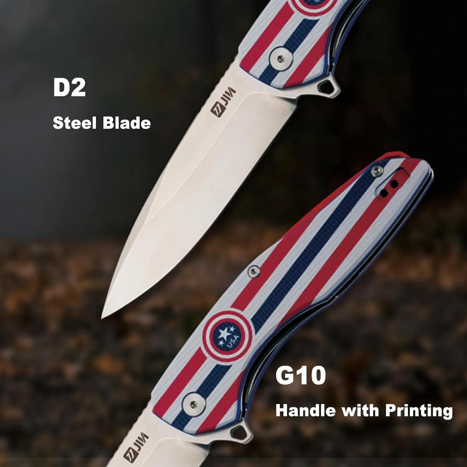 JIN Pocket Knife for Men, Folding Knife EDC, Captain Pocket Knives with Clip, Sharp 3.5" D2 Blade, G10 Handle, DIY Kit, Gift for Men Women, Camping, Hiking