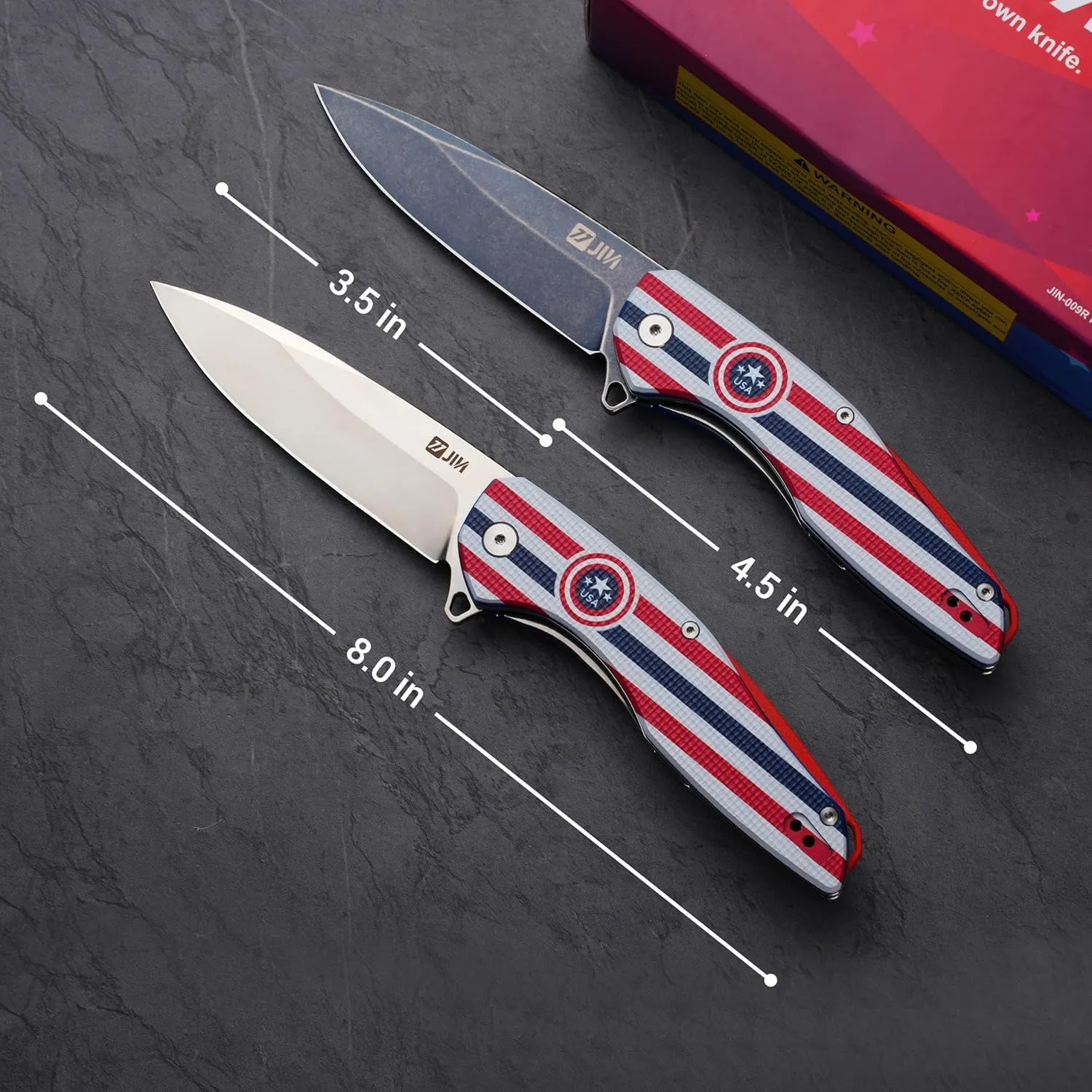 JIN Pocket Knife for Men, Folding Knife EDC, Captain Pocket Knives with Clip, Sharp 3.5" D2 Blade, G10 Handle, DIY Kit, Gift for Men Women, Camping, Hiking