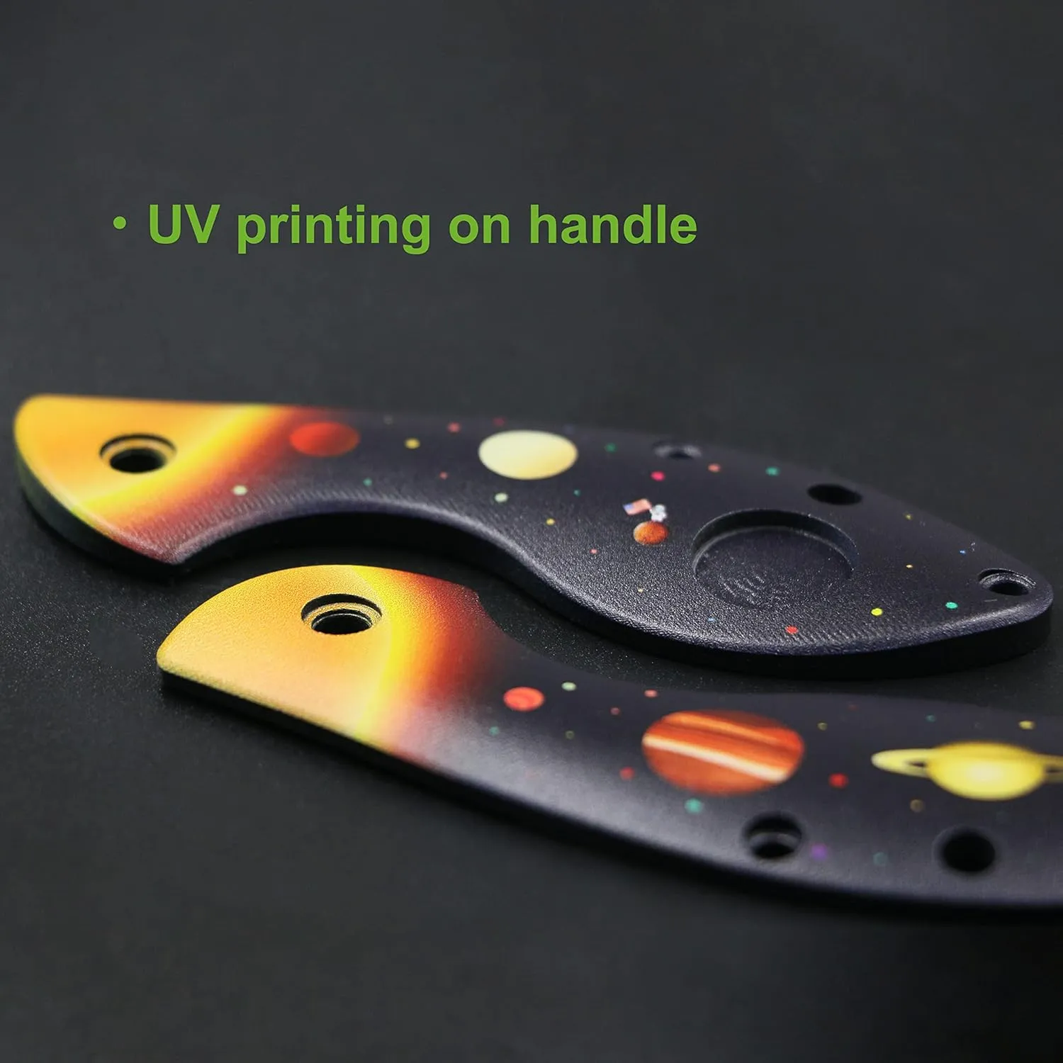 JIN Starry Kids Knife, Fidget Toy Knives, G10 Dull Blade, Folding EDC, DIY Kit, Safe for Child, G10 Handle with Solar System Printing, Camping Tool