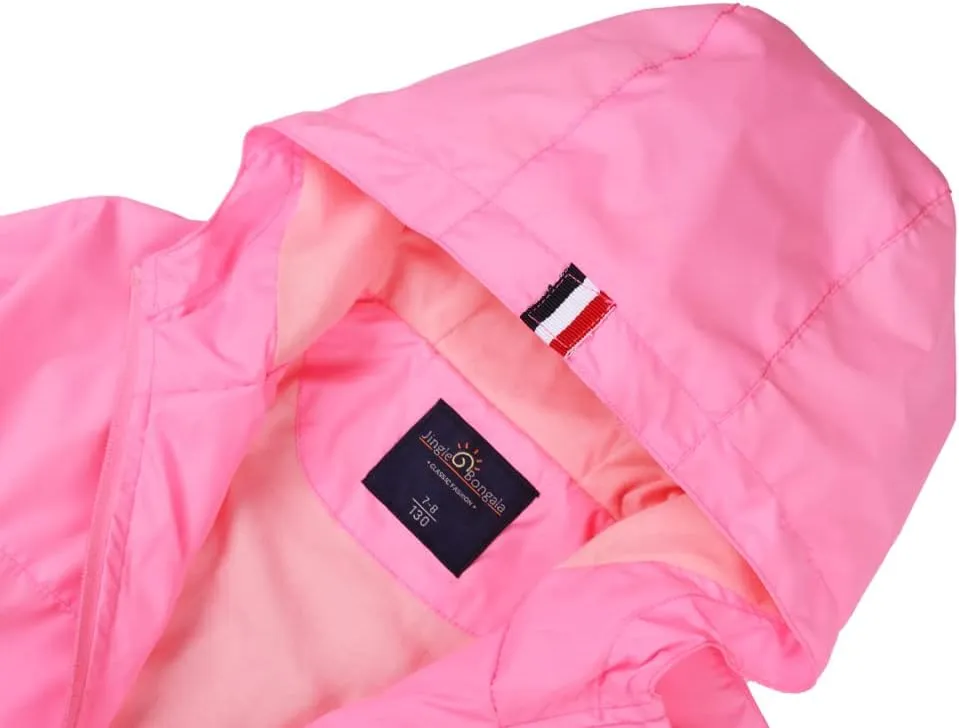 Jingle Bongala Boys Girls Lightweight Breathable Raincoat Waterproof Hooded Rain Jacket Windbreaker Easy to Fold
