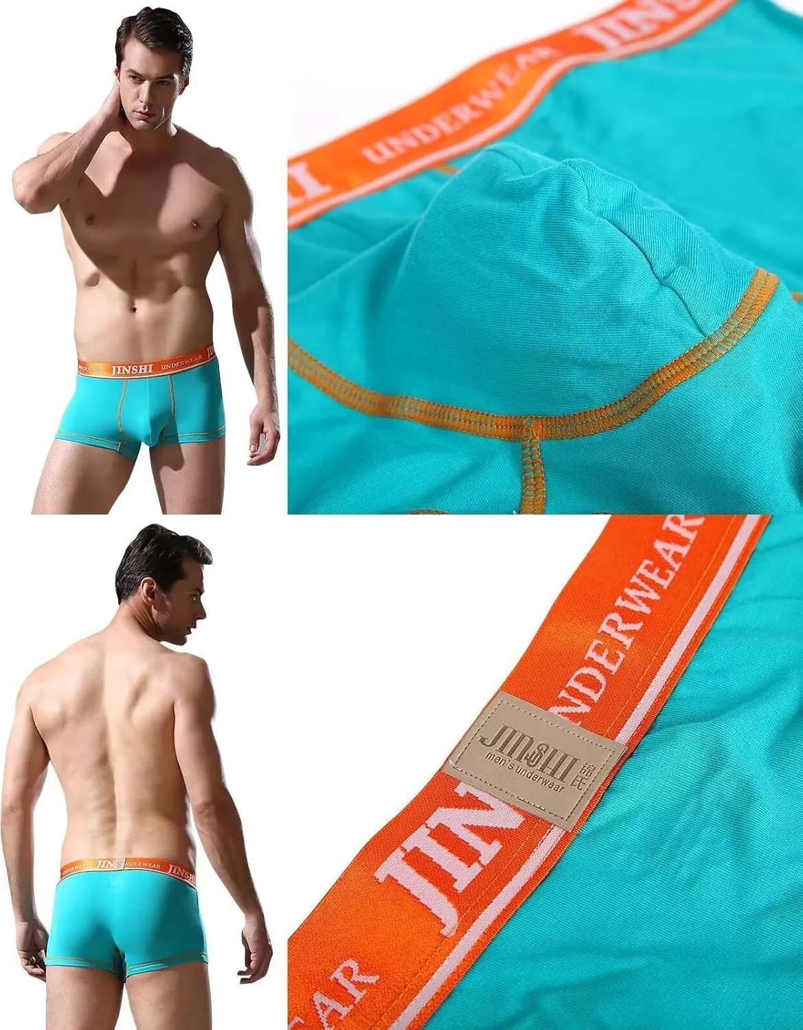 JINSHI Mens Underwear Boxer Briefs Short Leg Tagless Pouch Trunk