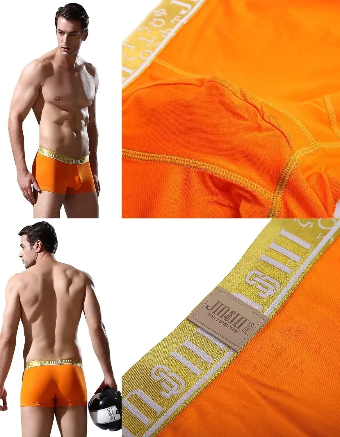 JINSHI Mens Underwear Boxer Briefs Short Leg Tagless Pouch Trunk