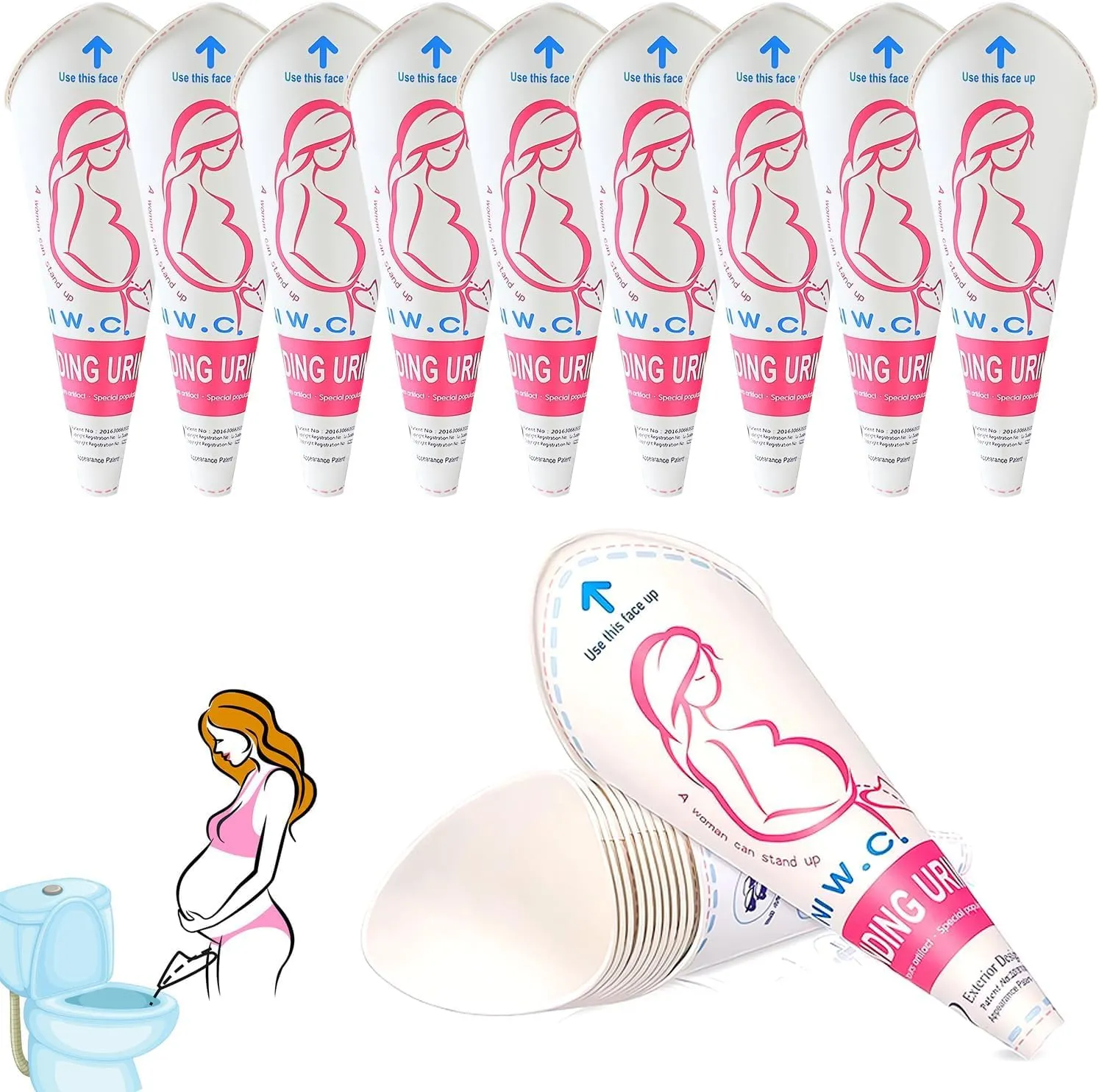 JIURUN 80PCS Disposable Female Urination Device, Portable Pee Funnel Standing Pee Disposable for Women, Waterproof Paper Female Urinal Funnel for Travel, Camping, Hiking, Outdoor Activities