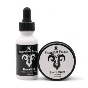Jojoba Oil Beard Oil & Balm Kit for Beard Growth - Sandalwood and Vanilla - 1 oz Beard Oil with Argan & Vitamin E, 1 oz Balm with Mango Butter - Nourishes, Softens & Hydrates for All Beard Types