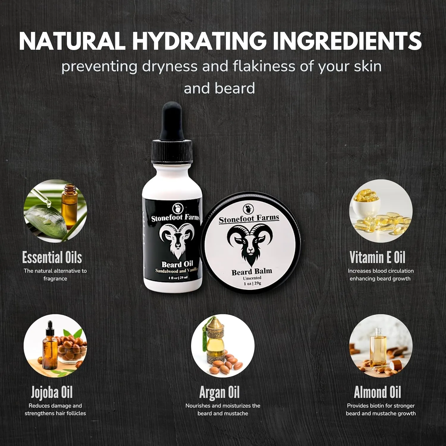 Jojoba Oil Beard Oil & Balm Kit for Beard Growth - Sandalwood and Vanilla - 1 oz Beard Oil with Argan & Vitamin E, 1 oz Balm with Mango Butter - Nourishes, Softens & Hydrates for All Beard Types
