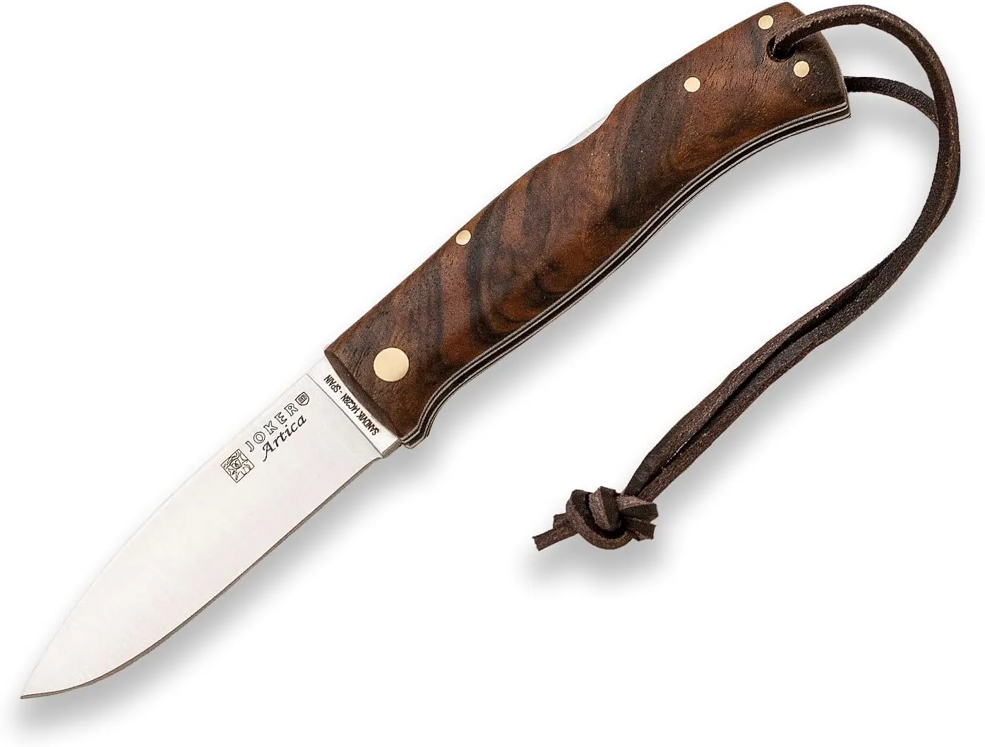 Joker ARTICA NN156 Bushcraft Knife – 3.15" Sandvik 14C28N Blade – Multiple Handle Options – Tool for Camping, Hunting, Fishing & Hiking (Walnut Wood)