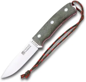 Joker Bushcraft Bushcrafter knife CV120-P, 4.13 inches blade in Böhler N695 steel and leather Sheath with Fire Starter, Tool for fishing, Hunting, camping and hiking