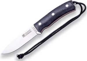 Joker Bushcraft Bushcrafter Survival knife CM120, black leather Sheath, 4.13 inches blade of Böhler N695 Steel, black Micarta handle, Tool for fishing, Hunting, camping and hiking