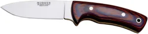Joker Bushcraft Corzo CR25 knife, Stamina Wood Handle, 3.94 inches blade, with brown leather Sheath, Tool for fishing, Hunting, camping and hiking