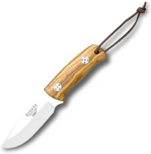 Joker Bushcraft Knife Rabbit CO76, MOVA 3.34 inches Stainless Steel Blade, with Olive Wood Handle, Leather Sheath, Fishing, Hunting, Camping and Hiking Tools.
