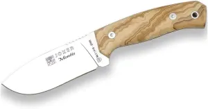 Joker CO59 Montés Full Tang Hunting Knife, Olive Wood Handle, Brown Leather Sheath, 4.1 in. Blade, Fishing, Hunting, Camping and Trekking Tool