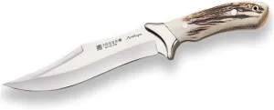 Joker Hunting Knife CC01 Antílope, Full Tang, with Deer's Horn Handle and 7.67 inches Curved Blade, Stainless Steel Ferrule, Fishing Tool, Hunting, Camping and Hiking.