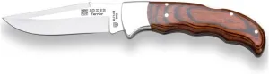 Joker Hunting Pocket Folding Knife Terrier NR17, Handle of Red Wood Stamina, Blade 3.54 inches MOVA, Stainless Steel Ferrule, Fishing Tool, Hunting, Camping and Hiking