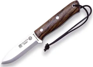 Joker Sport Hunting Knife Nórdico 115, Brown Leather Sheath, 3.94 inches Blade of SANDVIK 14C28N, Tool for Fishing, Hunting, Camping and Hiking (Walnut Wood, Leather Sheath with FireStarter)