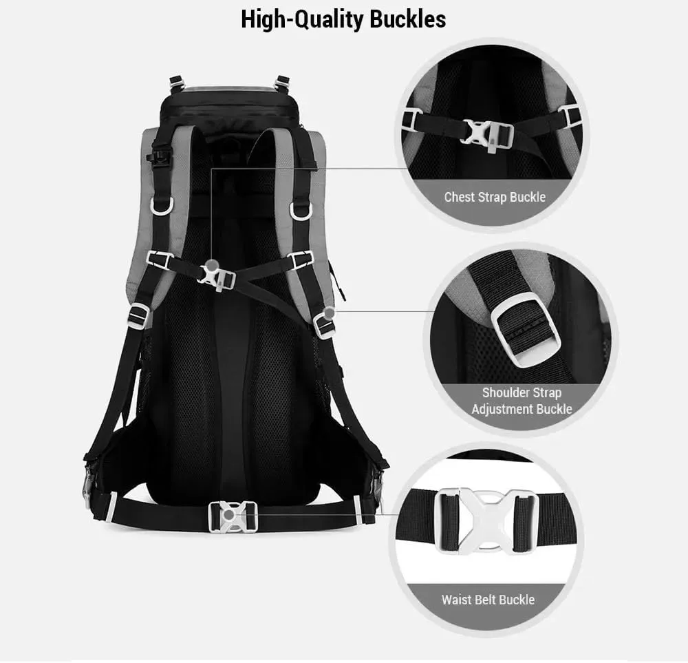 JSEIAJB Waterproof Backpacking Mountaineering Backpack 60L Hiking Backpack Large Capacity Camping Backpack