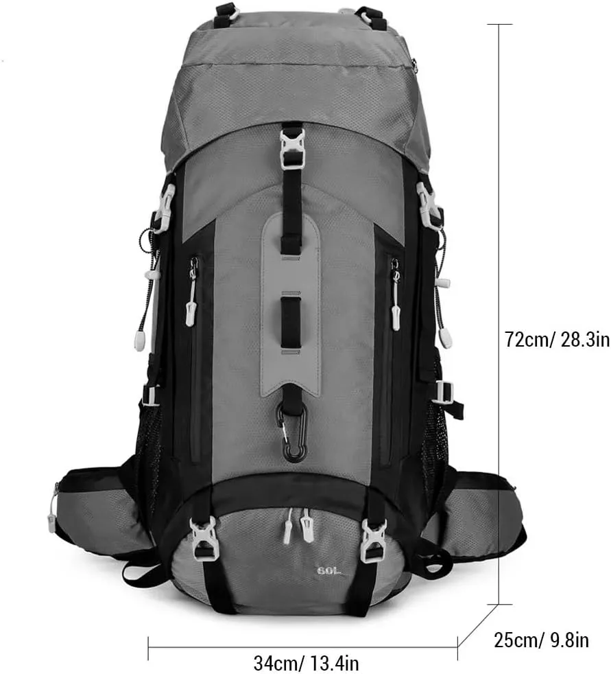 JSEIAJB Waterproof Backpacking Mountaineering Backpack 60L Hiking Backpack Large Capacity Camping Backpack