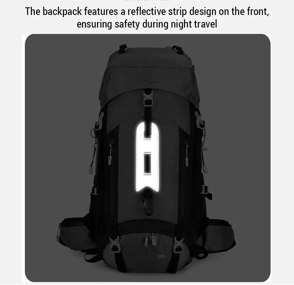 JSEIAJB Waterproof Backpacking Mountaineering Backpack 60L Hiking Backpack Large Capacity Camping Backpack
