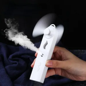 JZRH Nano Spray Fan Moisturizer Facial Moisturizing Beauty Sprayer Multifunctional Facial Steaming Device USB Mini Folding Fan Humidifier 2 in 1 Portable White