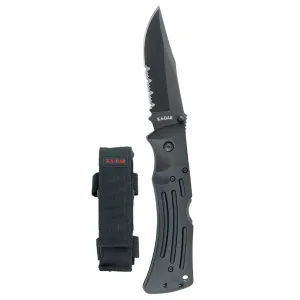 KA-BAR 3051 MULE Heavy-Duty Folder 3.875″ Clip Point Combo Blade, Black Zytel Handles