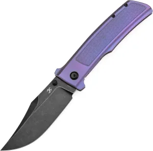 KANSEPT Bison Pocket Folding Knife, 4.25'' Blackwash CPM S35VN Steel Sharp Blade, Purple Anodized Titanium with Frag Pattern Handle, Frame Lock and Thumb Stud for Edc, Camping Hiking Knives K1108A5