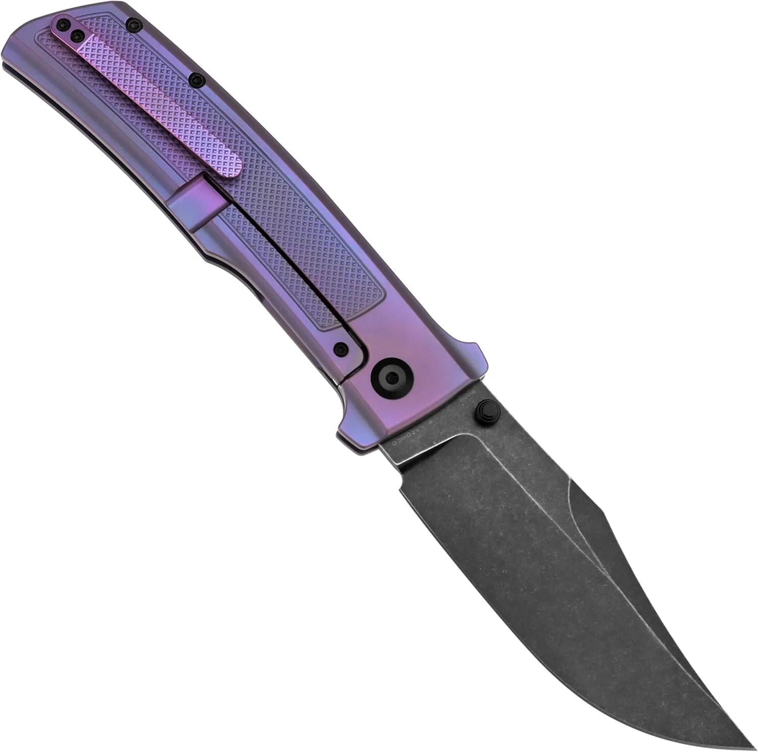KANSEPT Bison Pocket Folding Knife, 4.25'' Blackwash CPM S35VN Steel Sharp Blade, Purple Anodized Titanium with Frag Pattern Handle, Frame Lock and Thumb Stud for Edc, Camping Hiking Knives K1108A5