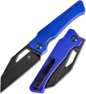 KANSEPT Egress Pocket Knives 8.24in Folding Knife with Black Stonewashed 14C28N Blade, Blue G10 Handle, Pocket Tactical Knife for Men Women, Envelope Opener with Thumb hole T1033A2