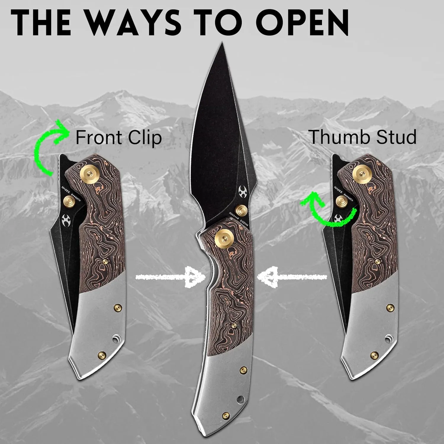 KANSEPT Fenrir Pocket Folding Knives for Men EDC Camping EDC Knives 3.48'' CPM-S35VN Material Pocket Folding Knives with Titanium   Copper Carbon Fiber Handle Everyday Carry K1034A9