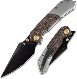 KANSEPT Fenrir Pocket Folding Knives for Men EDC Camping EDC Knives 3.48'' CPM-S35VN Material Pocket Folding Knives with Titanium   Copper Carbon Fiber Handle Everyday Carry K1034A9
