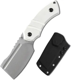 KANSEPT Knives Korvid S Fixed blade Hunting Camping Hiking Knife with 2.9''14C28N Blade Cleaver White G10 Handle, Kydex Sheath for Men Women Everyday Carry G2030A2