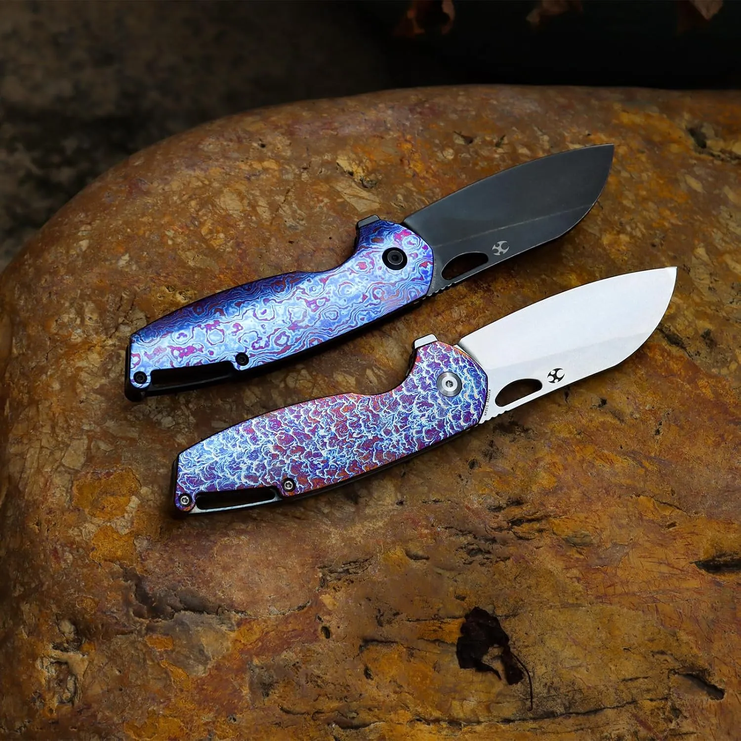 KANSEPT Model 6 Pocket Folding Knives EDC Camping Folding Knife 3.1'' CPM-S35VN Material Pocket Folding Knife with Stonewashed Bronze Anodized Titanium Handle Everyday Carry K1022B8