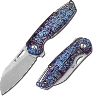 KANSEPT Model 6 Pocket Folding Knives EDC Camping Folding Knife 3.1'' CPM-S35VN Material Pocket Folding Knife with Stonewashed Bronze Anodized Titanium Handle Everyday Carry K1022B8