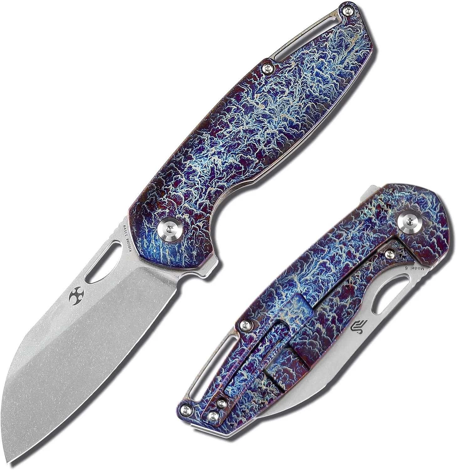 KANSEPT Model 6 Pocket Folding Knives EDC Camping Folding Knife 3.1'' CPM-S35VN Material Pocket Folding Knife with Stonewashed Bronze Anodized Titanium Handle Everyday Carry K1022B8