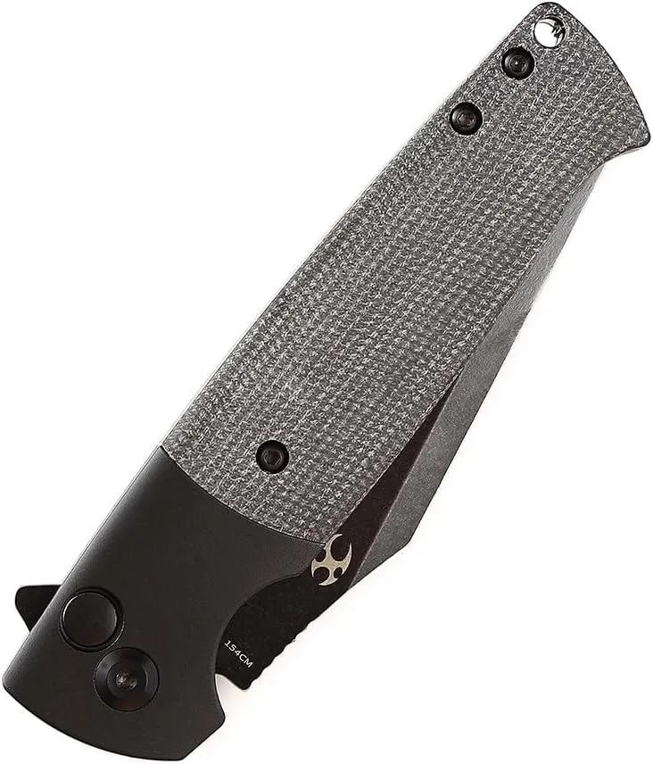 KANSEPT Shikari SBL Pocket Folding Knives EDC Camping Folding Knife 3.35'' 154CM Material Pocket Folding Knife with Black Aluminum Black Micarta Handle Everyday Carry T2027B1
