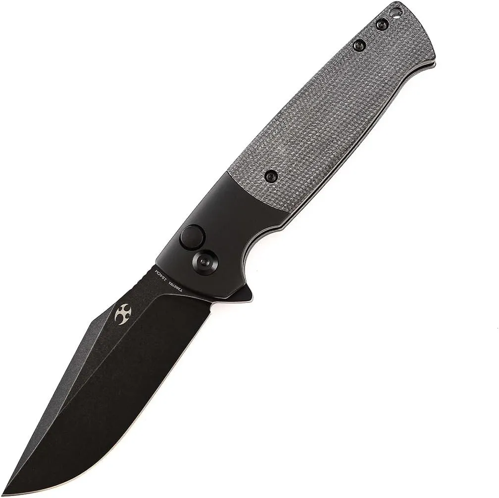 KANSEPT Shikari SBL Pocket Folding Knives EDC Camping Folding Knife 3.35'' 154CM Material Pocket Folding Knife with Black Aluminum Black Micarta Handle Everyday Carry T2027B1