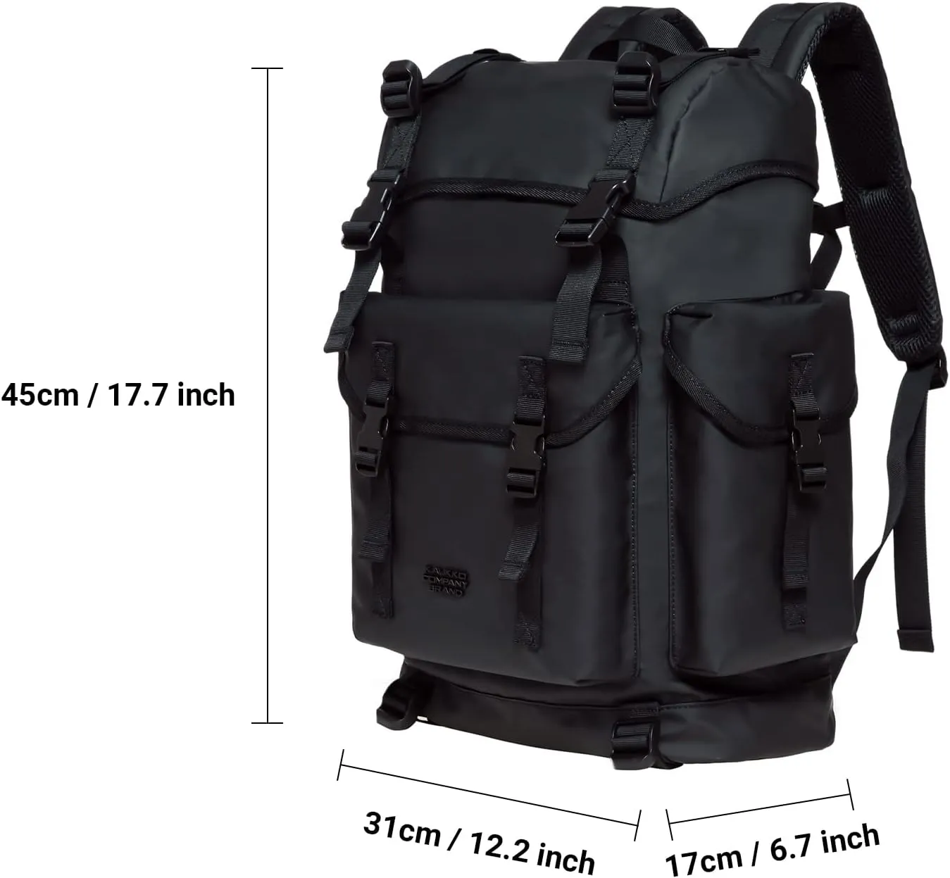 KAUKKO Vintage Casual polyster and Leather Rucksack Backpack(18-LEATHER BLACK)