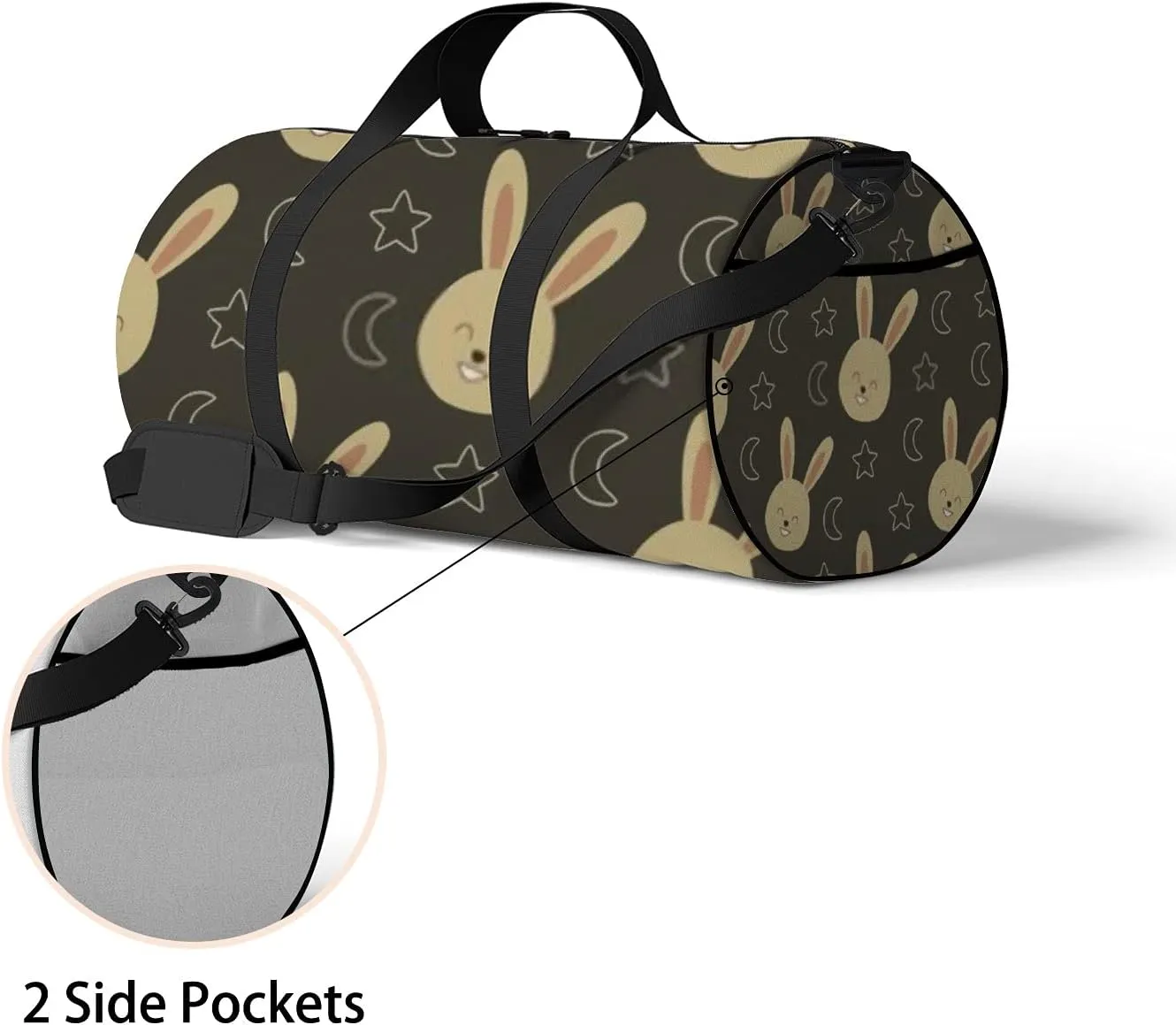 Kawaii Animals Unicorn Cute Bunny Rabbit and Moon Sports Bag Tote Bag Waterproof Gym Bag with Shoulder Strap Zipper 2 Side Pockets for Men and Women, Travel and Storage Shoulder Bag.