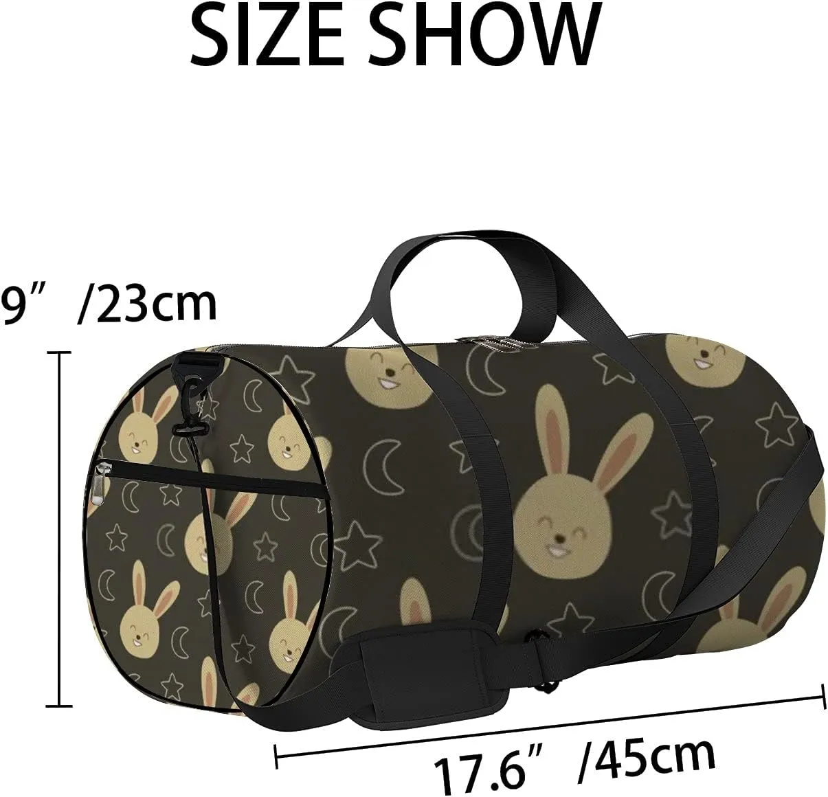 Kawaii Animals Unicorn Cute Bunny Rabbit and Moon Sports Bag Tote Bag Waterproof Gym Bag with Shoulder Strap Zipper 2 Side Pockets for Men and Women, Travel and Storage Shoulder Bag.
