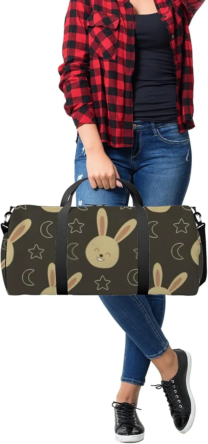 Kawaii Animals Unicorn Cute Bunny Rabbit and Moon Sports Bag Tote Bag Waterproof Gym Bag with Shoulder Strap Zipper 2 Side Pockets for Men and Women, Travel and Storage Shoulder Bag.