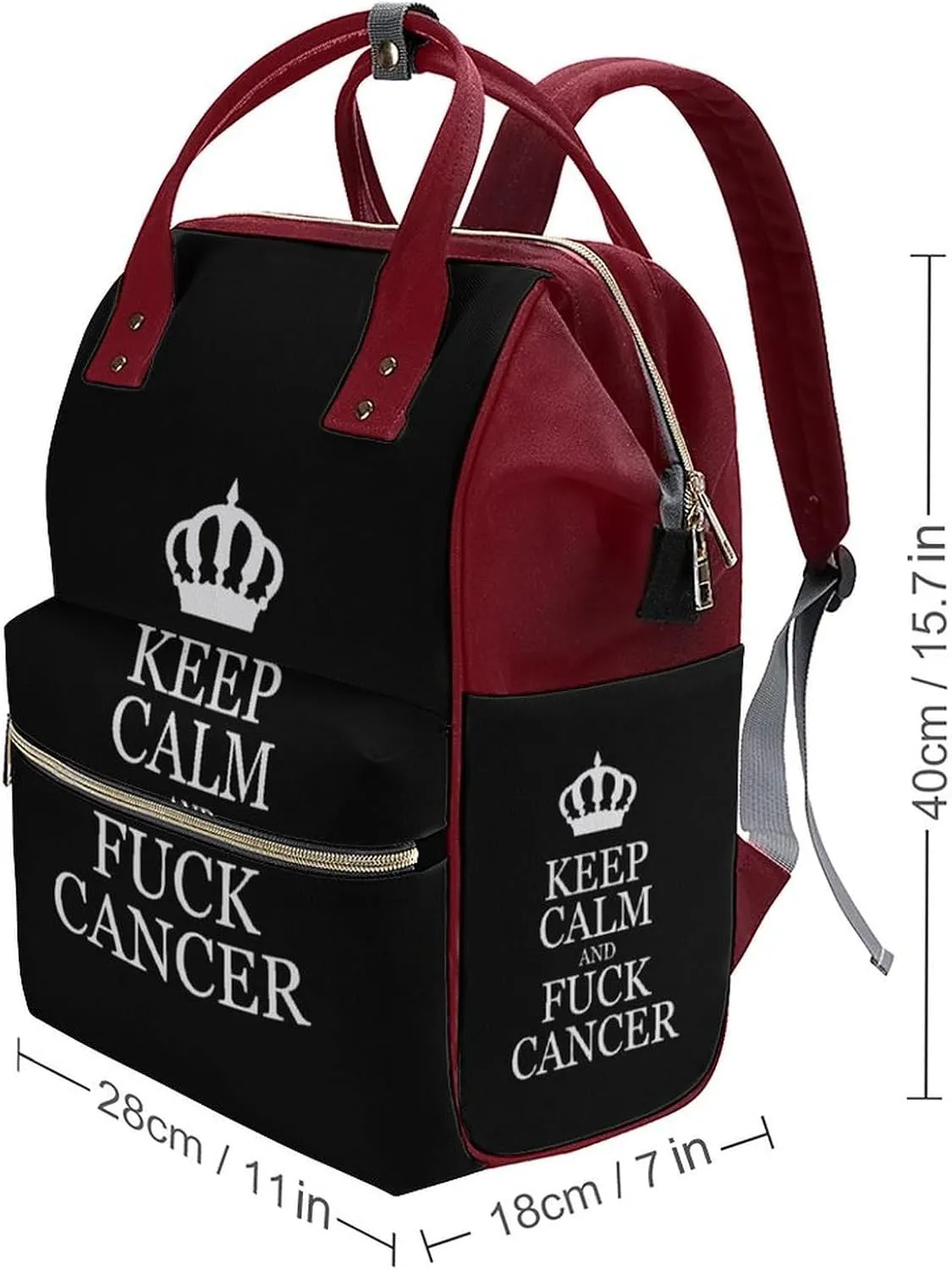Keep Calm and Fuck Cancer Large Travel Bag Backpack Waterproof Bags for Women Back Pack with Bottle Pocket
