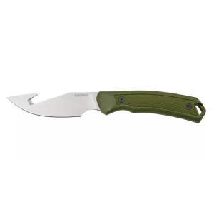 Kershaw Deschutes Skinner Gut Hook Fixed Blade Knife D2 Stone Wash Rubberised Handle, GFN Sheath